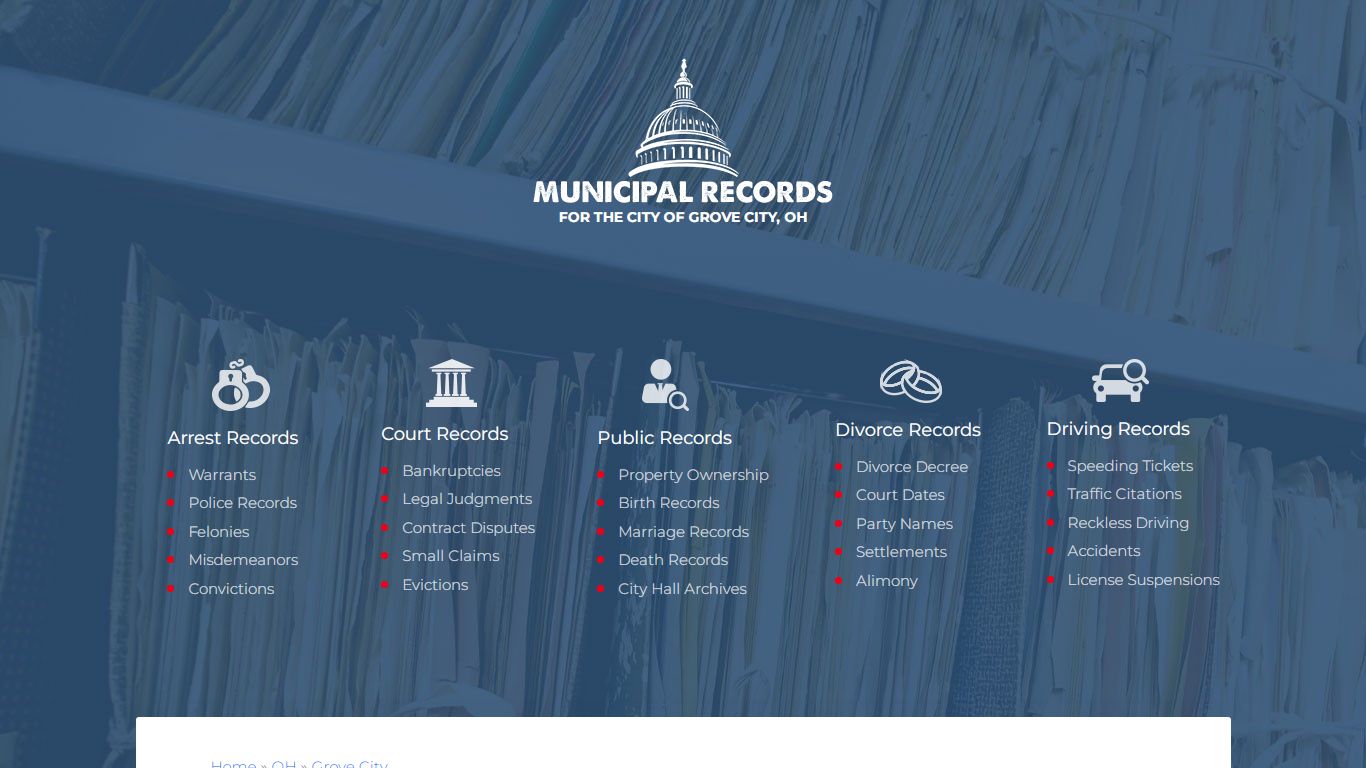 Municipal Records in Grove City oh