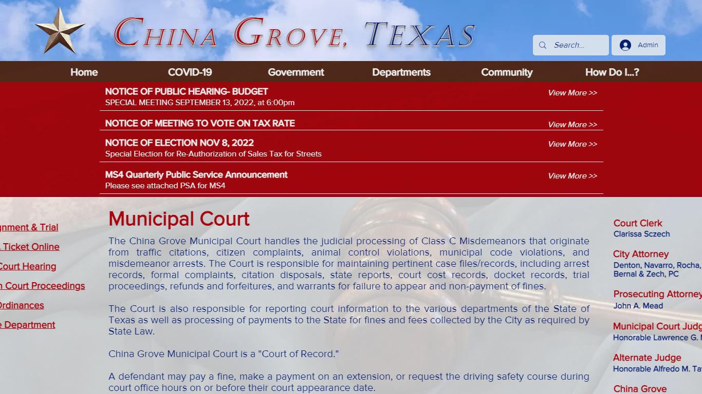 Municipal Court | China Grove, TX